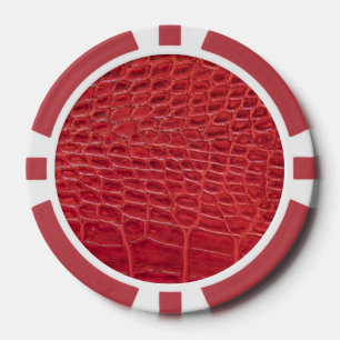 Lot De Jeton De Poker Faux rouge alligator cuir