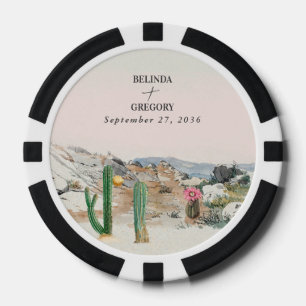 Lot De Jeton De Poker Faveur de mariage cactus désert aquarelle Boho