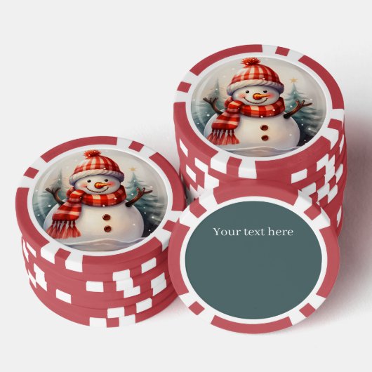 Lot De Jeton De Poker Festif Christmas snowman ajouter un texte (Empiler)