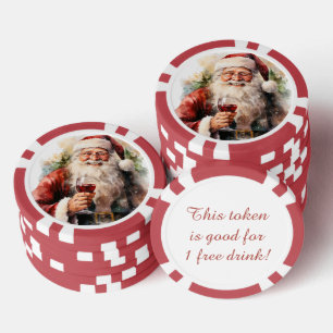 Lot De Jeton De Poker Festif Noël Père Noël boisson gratuite