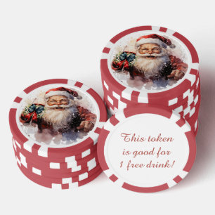 Lot De Jeton De Poker Festif Noël Père Noël boisson gratuite