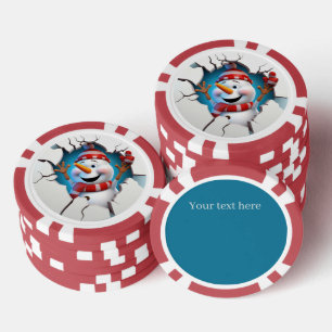 Lot De Jeton De Poker Festive Christmas 3dee snowman ajouter du texte