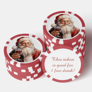 Lot De Jeton De Poker Festive Noël Père Noël boisson gratuite Poker Chip