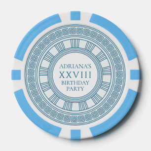 Lot De Jeton De Poker Fête à thème Grèce antique avec motif bleu