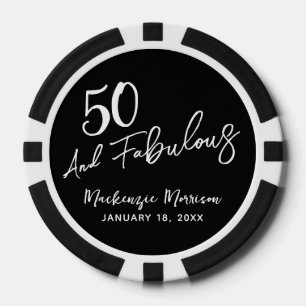 Lot De Jeton De Poker Fête d'anniversaire cinquantaine noire et fabuleus