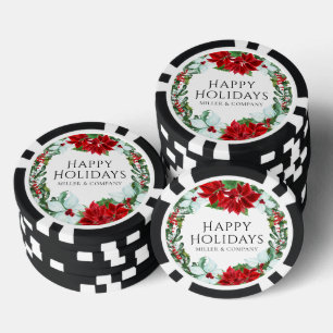 Lot De Jeton De Poker Fête de Noël d'entreprise Poinsettia