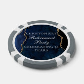 Lot De Jeton De Poker Fête de retraite élégante bleu marine et agate dor (Simple)