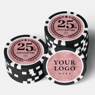Lot De Jeton De Poker Fête des 25 ans de l'entreprise Rose