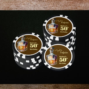 Lot De Jeton De Poker Fête des 50 ans du Whiskey pour Homme Vieilli à la