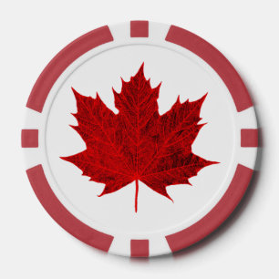 Lot De Jeton De Poker Feuille d'érable rouge vibre/CANADA