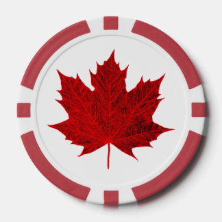 Lot De Jeton De Poker Feuille d'érable rouge vibre/CANADA