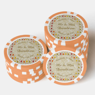 Lot De Jeton De Poker Feuilles de chêne et Acorns Automne Mariage d'auto