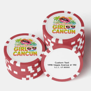 Lot De Jeton De Poker Fille d'anniversaire Cancun 2026 Voyage de vacance