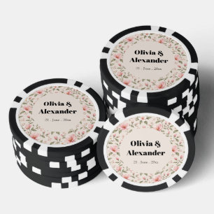 Lot De Jeton De Poker Fleur de cerisier rose pâle, motif floral sans cou