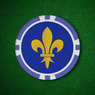 Lot De Jeton De Poker Fleur de Lis sur Royal Blue