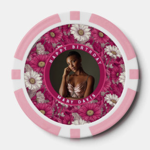 Lot De Jeton De Poker Fleur de Marguerite Quarantième Anniversaire Uniqu