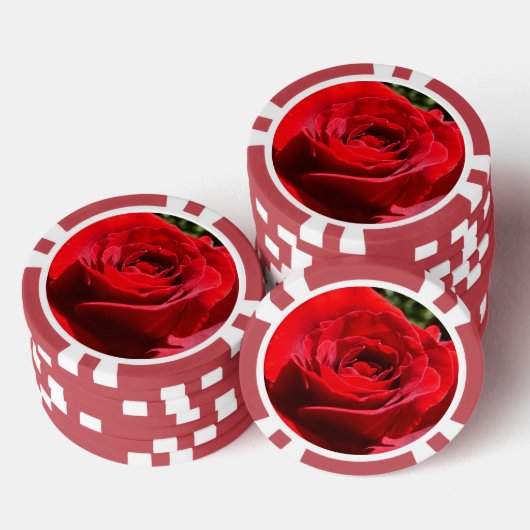 Lot De Jeton De Poker Fleur rose rouge vif Belle florale (Empiler)