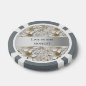 Lot De Jeton De Poker Fleurs de Lotus Blanc Or (Simple)