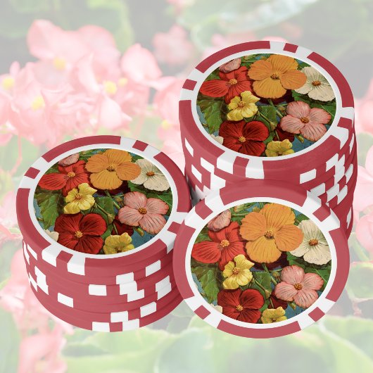 Lot De Jeton De Poker Floral Begonias Pink 1902 Seed Packet Red Teal
