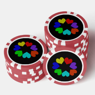 Lot De Jeton De Poker Floral Rainbow Love Hearts