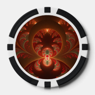 Lot De Jeton De Poker Fractale orange rouge moderne abstraite lumineuse