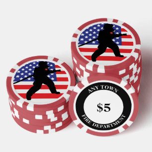 Lot De Jeton De Poker Frappe de pompier héroïque Drapeau Conception du t