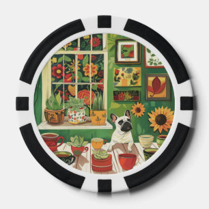 Lot De Jeton De Poker Frenchie dans le salon de thé Boho Garden