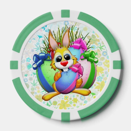 Lot De Jeton De Poker Funny Bunny biting an Easter Egg (Recto)