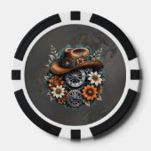 Lot De Jeton De Poker Gears en fleurs : Steampunk style cowboy. (Recto)