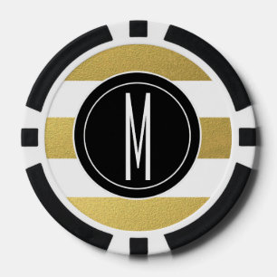 LOT DE JETON DE POKER GOLD FOIL STRIPES   MONOGRAM NOIR
