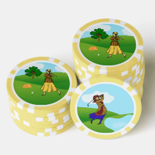 Lot De Jeton De Poker Golfeuses : 1 se préparant à partir & 1 en conduit