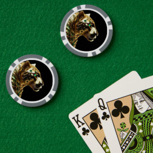 Lot De Jeton De Poker Grâce Royale : Le Jaguar Doré Orné d'Émeraudes