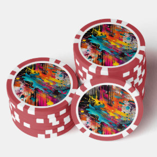 Lot De Jeton De Poker Graffiti éclaboussé de chaos vif