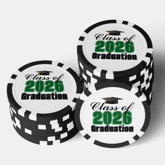Lot De Jeton De Poker Green Class of 2026 Graduation Party (Empiler)