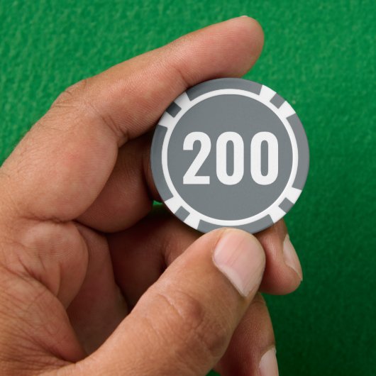 Lot De Jeton De Poker Gris de base, blanc, numéro gras (main)