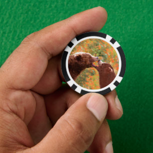 Lot De Jeton De Poker Grizzly Bear Maman et Cub Peinture Faune Art