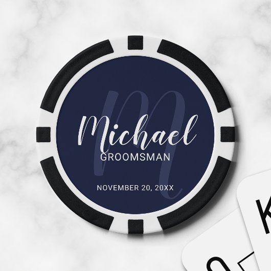 Lot De Jeton De Poker Groomsmans de marine moderne Script personnalisé