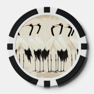 Lot De Jeton De Poker Grues japonaises sur beige