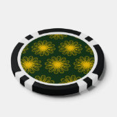 Lot De Jeton De Poker Guilloche Fleurs vert foncé jaune (Simple)
