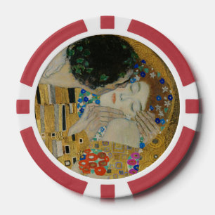 Lot De Jeton De Poker Gustav Klimt-The Kiss(détail) Oeuvre Gold Leaf