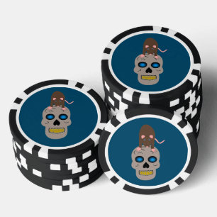 Lot De Jeton De Poker Halloween gothique du crâne et du rat