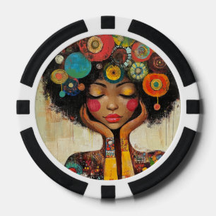 Lot De Jeton De Poker Harmonie de femme noire colorée