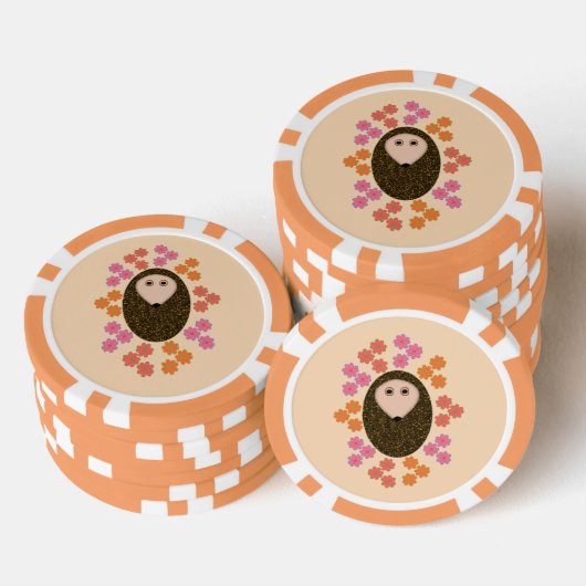 Lot De Jeton De Poker Hérisson endormi et fleurs (Empiler)
