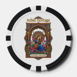 Lot De Jeton De Poker Héritage Indien : Musicien Classique Art de la Vee