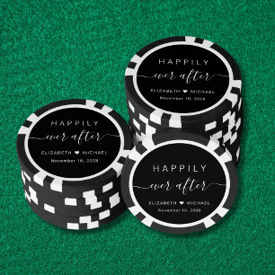 Lot De Jeton De Poker Heureux Pour Toujours Mariage Noir Blanc