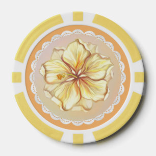 Lot De Jeton De Poker Hibiscus & dentelle JAUNE