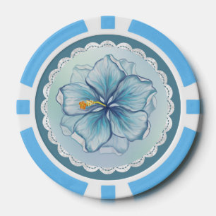 Lot De Jeton De Poker Hibiscus & dentelle TURQUOISE