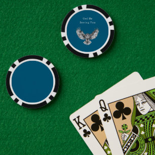 Lot De Jeton De Poker Hibou Blanc Bleu  