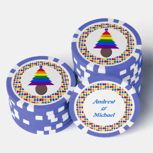 Lot De Jeton De Poker Hommes gais Arbre de Noël arc-en-ciel et présente 