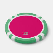 Lot De Jeton De Poker Hot rose vert 25 puce de poker rayé (Simple)